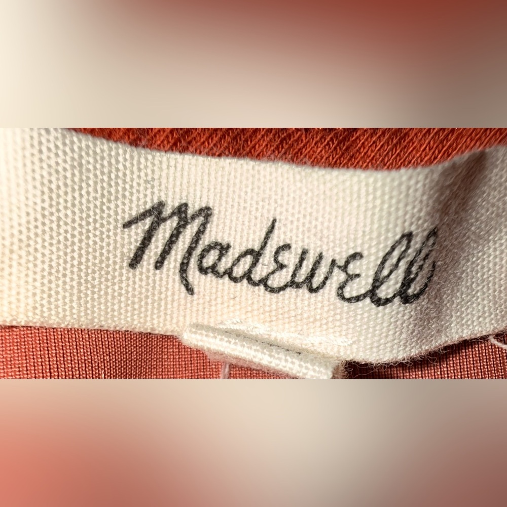 Madewell Velvet Wrap-Front Long Sleeved Bodysuit in Rusty Orange - Picture 6 of 7